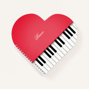 Cherry Red Grand Piano Music Keyboard Custom Notebook