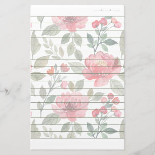Cherry Red Green Pattern Writing Paper Lined
