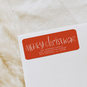 Cherry Red Hand Lettered Merry Christmas Address