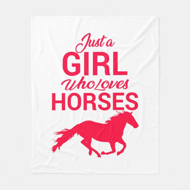 Cherry Red Just A Girl Who Loves Horses  Fleece Blanket (Front)