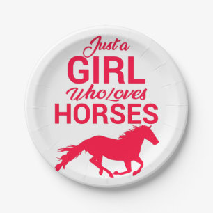 Cherry Red Just A Girl Who Loves Horses  Paper Plate