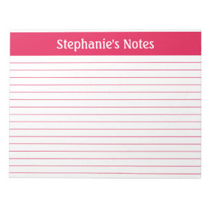 Cherry Red Lined 11 x 8.5 Landscape Personalised Notepad