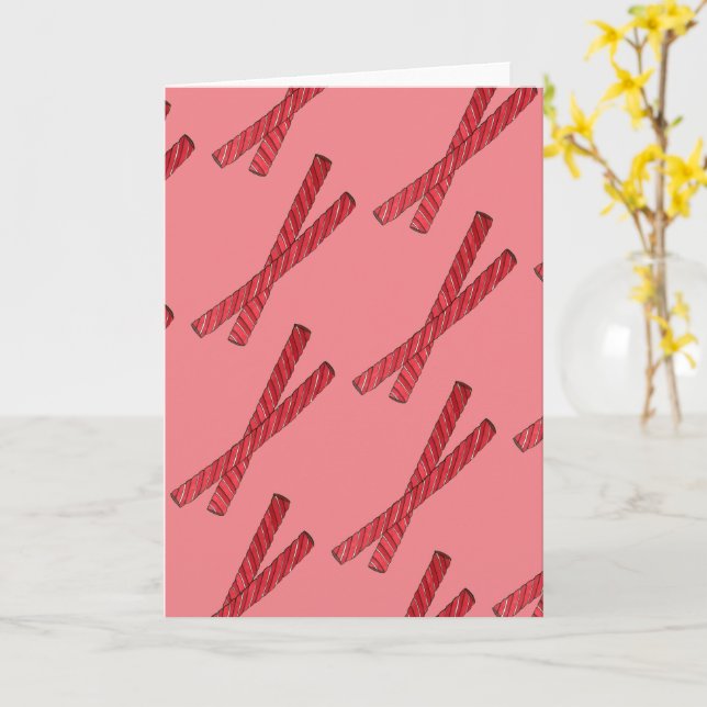 Cherry Red Liquorice Whips Liquorice Twist Candy Card (Yellow Flower)