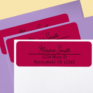 Cherry red minimalist return address label