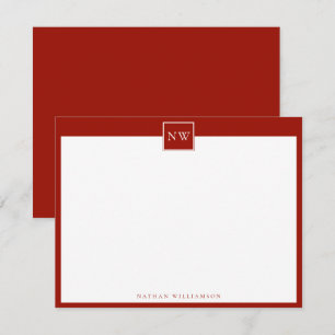 Cherry Red Monogram Single Broad Border Card