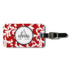 Cherry Red Monogrammed Damask Print