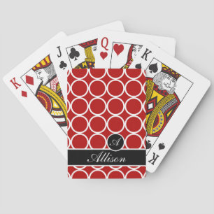 Cherry Red Monogrammed Lexi Print Playing Cards