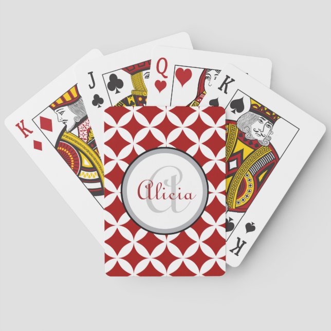 Cherry Red Nico Print Playing Cards (Back)
