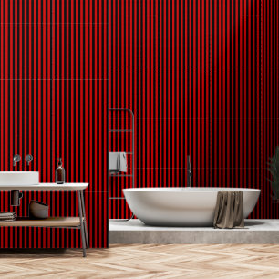 Cherry Red On Black Stripes Wallpaper