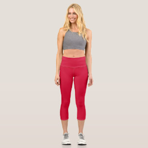 Cherry Red Professional Trendy Modern Minimalist Capri Leggings