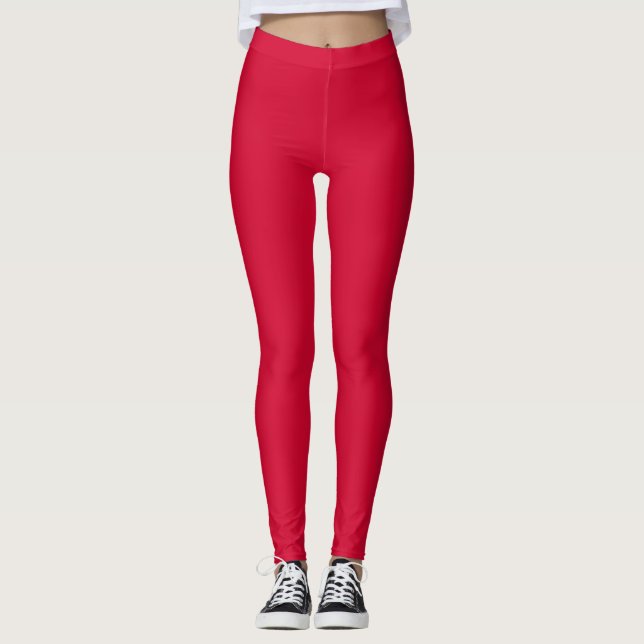 Cherry Red Professional Trendy Modern Minimalist Leggings (Front)