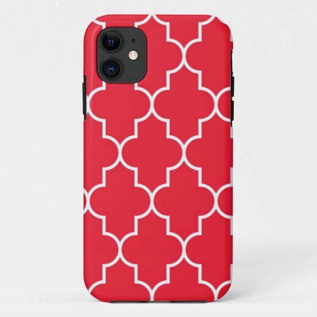 Cherry Red Quatrefoil Case-Mate iPhone Case (Back)