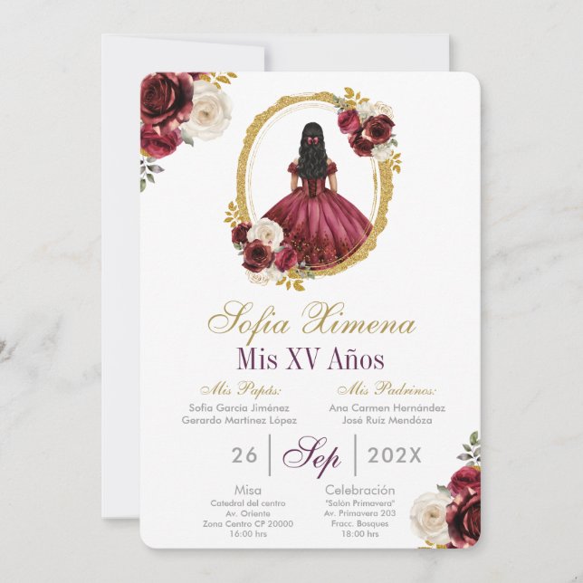 Cherry Red Quinceañera Invitation (Front)