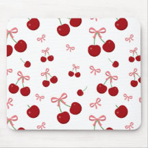 Cherry Red Ribbon Seamless Pattern Cute Fruit 