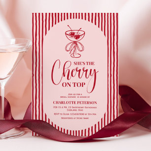 Cherry Red Stripes Bridal Shower Invitation