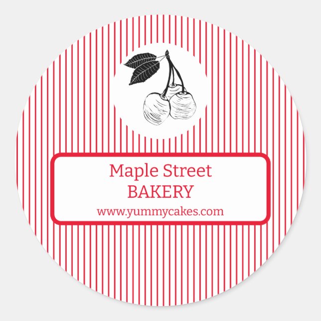 Cherry Red Stripes Business Label (Front)