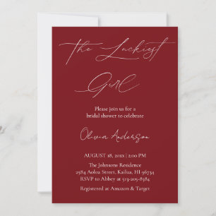 Cherry Red The Luckiest Girl Bridal Shower Invitation