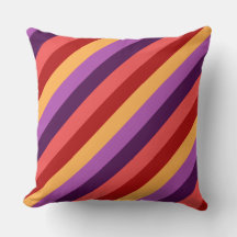 Cherry Red Violet Stripes Big Throw Pillow