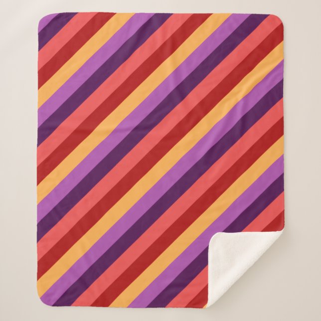 Cherry Red Violet Stripes Medium Sherpa Blanket (Front)