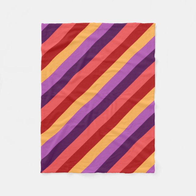 Cherry Red Violet Stripes Small Fleece Blanket (Front)