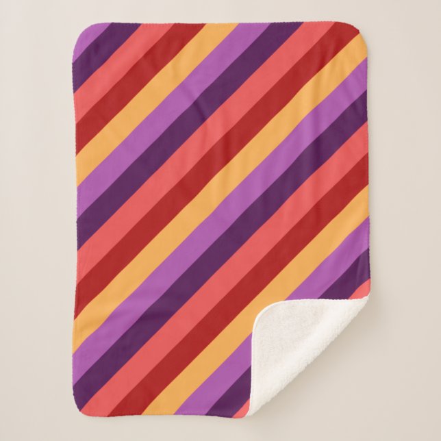 Cherry Red Violet Stripes Small Sherpa Blanket (Front)