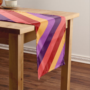 Cherry Red Violet Stripes Small Table Runner
