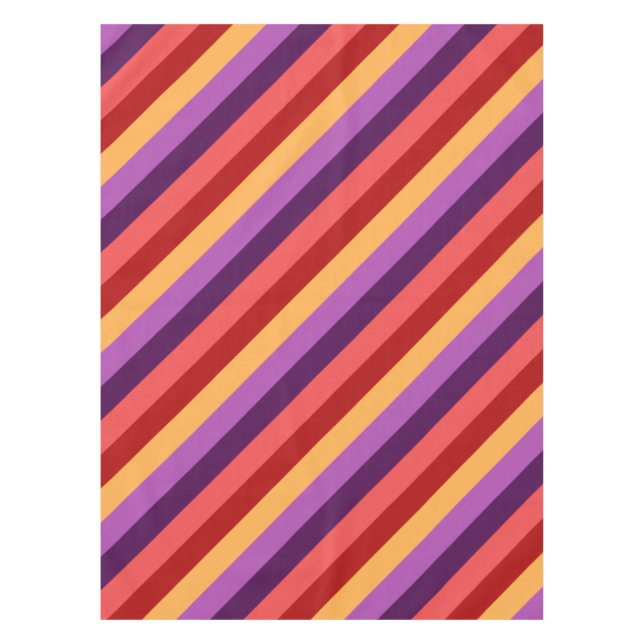 Cherry Red Violet Stripes Small Tablecloth (Front)