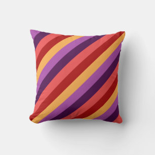 Cherry Red Violet Stripes Throw Pillow