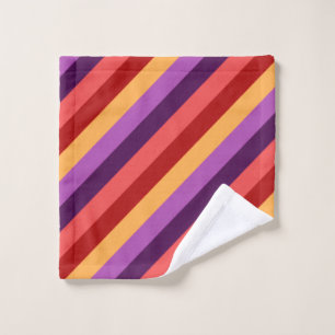 Cherry Red Violet Stripes Washcloth Wash Cloth
