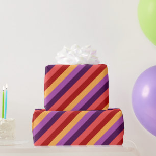 Cherry Red Violet Stripes Wrapping Paper