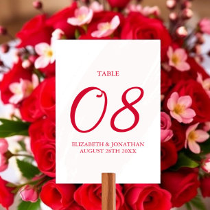 Cherry Red Wedding Table Number