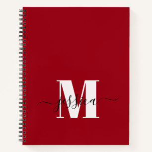 Cherry Red + White Personalised Monogram Notebook