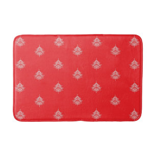 Cherry Red With Mandalas Bath Mat