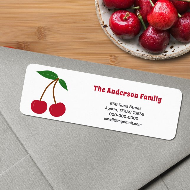 Cherry Return Address Label (Cherry Return Address Label Sticker)