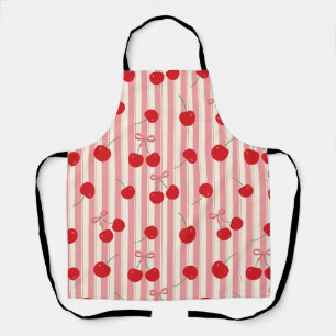 Cherry Ribbon Stripe Apron