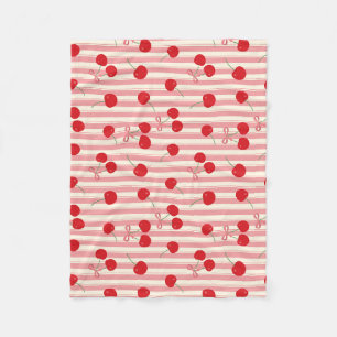 Cherry Ribbon Stripe Fleece Blanket