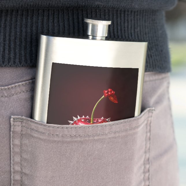 Cherry Rock Style Stainless Steel Flask (In Situ)