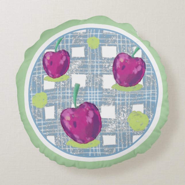 Cherry Round Pillow (Back)