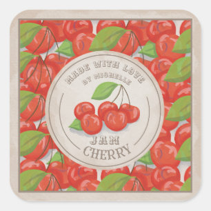 Cherry Rustic Watercolor Jam Label Canning