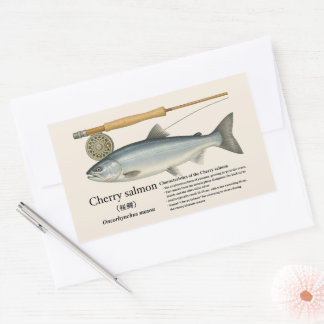 Cherry Salmon (Oncorhynchus masou) – English Rectangular Sticker