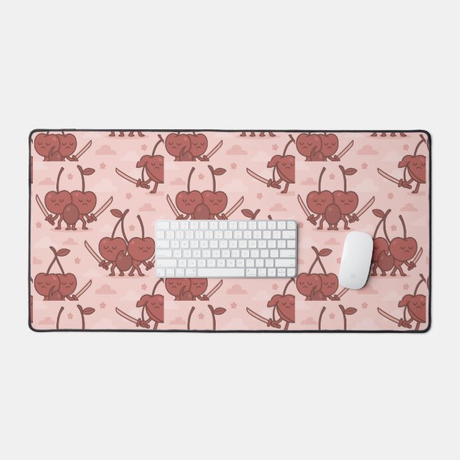 Cherry Samurai Cute Fruit  Desk Mat (Keyboard & Mouse)