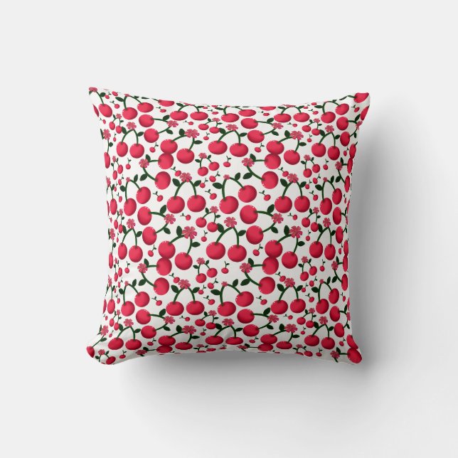 Cherry Seamless Pattern, Red Fruit Pattern,  Cushion (Front)