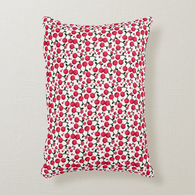 Cherry Seamless Pattern, Red Fruit Pattern, Cute C Decorative Cushion (Front(Vertical))