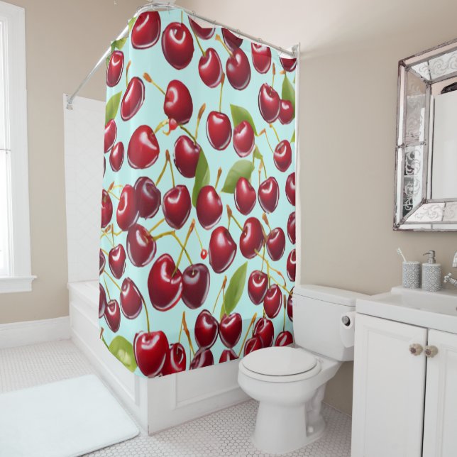 Cherry Seamless Pattern  Shower Curtain (In Situ)