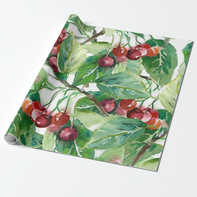 Cherry Seamless Pattern Wrapping Paper (Unrolled)
