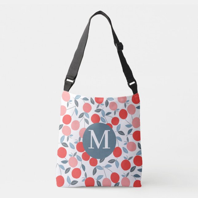 Cherry season modern random patterns monogram tote (Front)