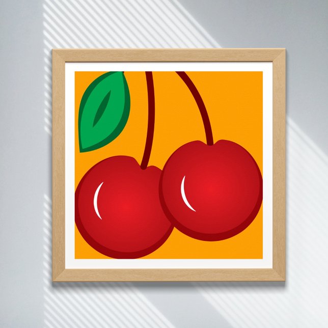 Cherry Simple Red Orange Modern Fruit Illustration Poster (Creator Uploaded)