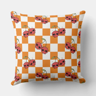 Cherry Skull Chequerboard – Cute Kawaii Vibes Cushion