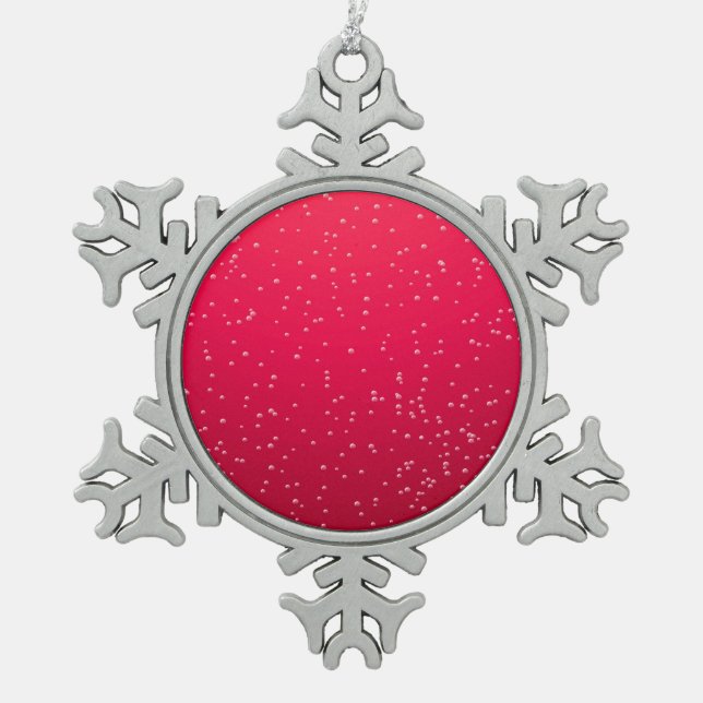 Cherry Soda with Tiny Bubbles Background Art Snowflake Pewter Christmas Ornament (Front)