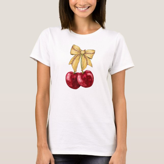 Cherry softball coquette trendy chic shirt  (Front)